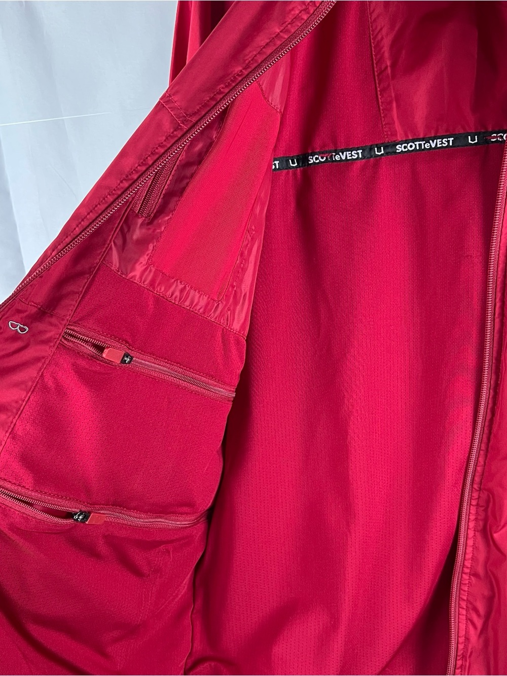 SCOTTeVEST Jacket Mens Medium Red Travel Windbreaker Full Zip Pockets TEC - Picture 3 of 9
